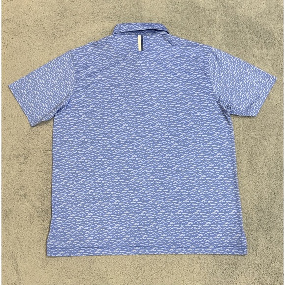 Rhoback Mens XL Blue Mustache Print Golf Performance Polo Shirt Short Sleeve USA - Picture 6 of 10